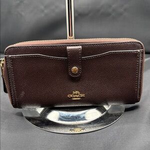 Coach preloved plum Leather Zip Wallet